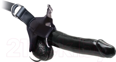 Strap-on cavo in gomma 12 pollici con imbracatura in pelle